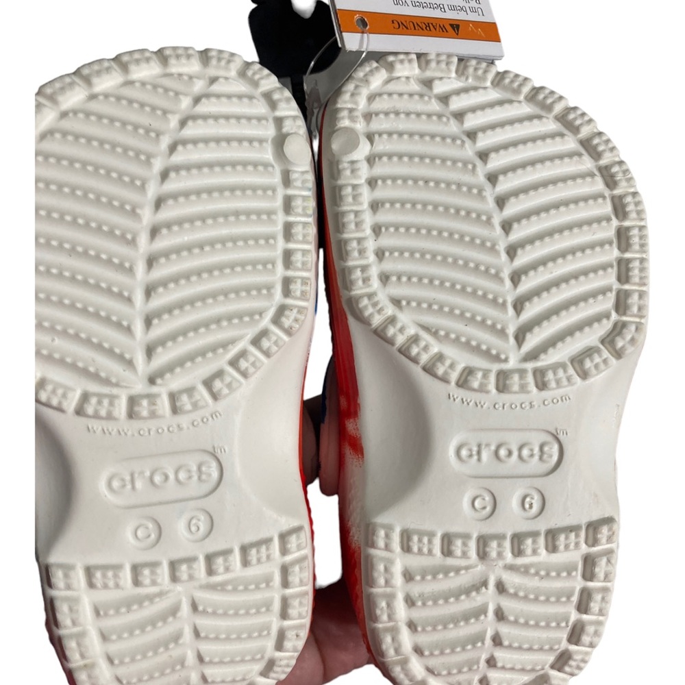 Crocs Kids Classic Toldder Tie-Dye Graphic Clog Blue/ Red/ White Size C5 - Picture 12 of 16